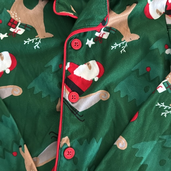 Carters Christmas PJ set. Santa and reindeer. Green and red. Size 10. Pajamas - Picture 5 of 8